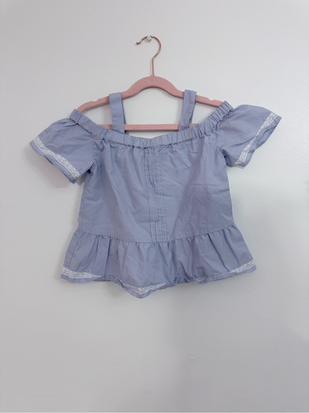 Janie and Jack Light Blue Off-Shoulder Peplum Top